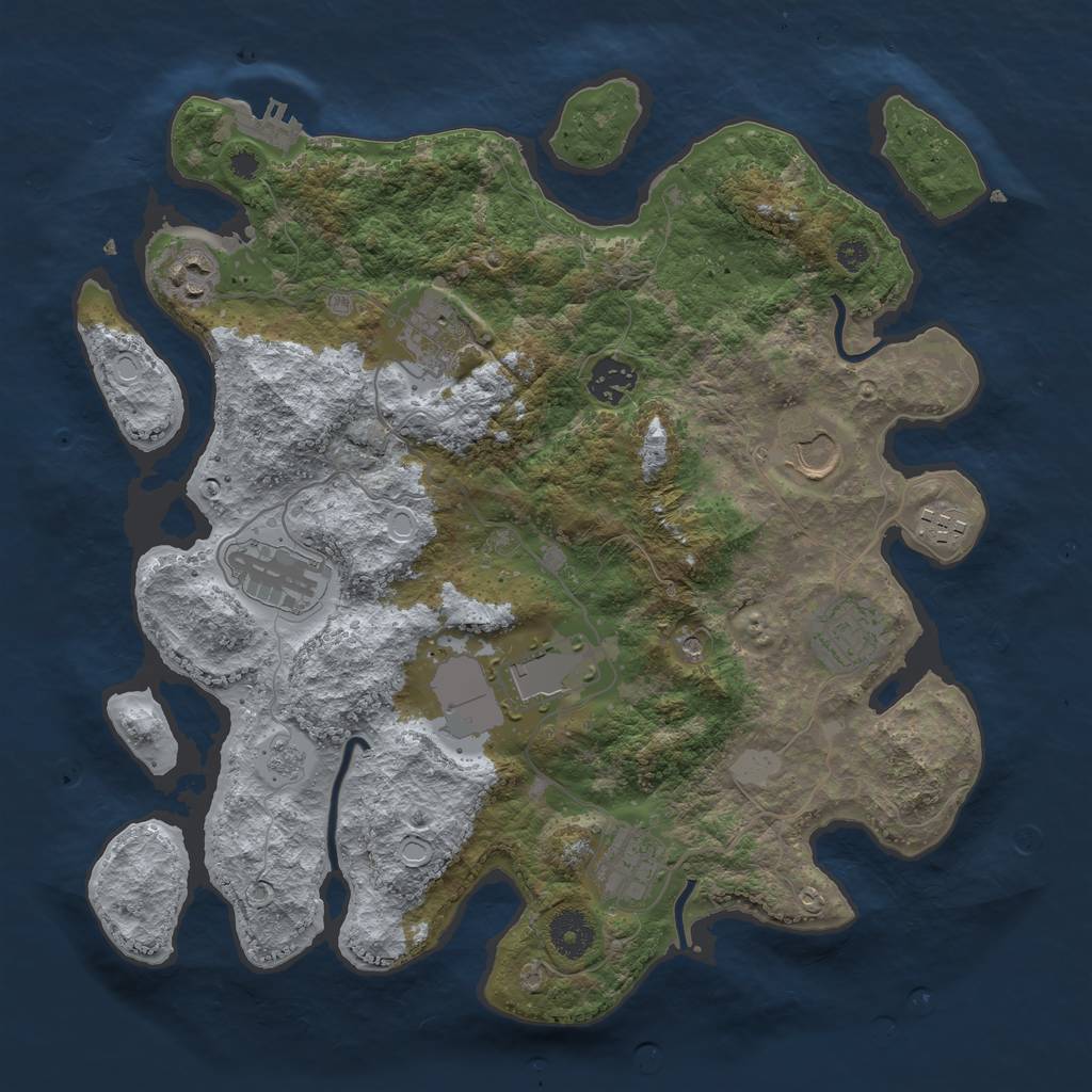 Rust Map: Procedural Map, Size: 3550, Seed: 475036, 15 Monuments
