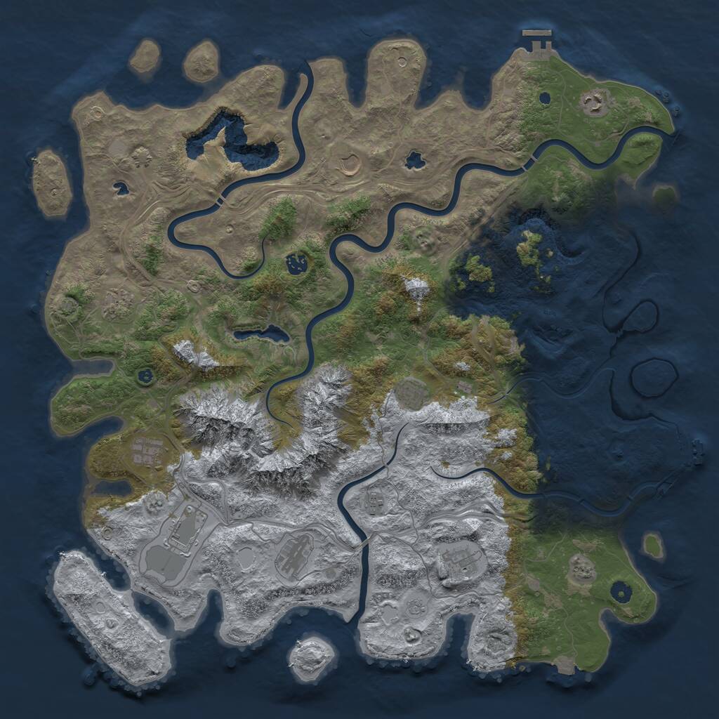 Rust Map: Procedural Map, Size: 5000, Seed: 1284058130, 16 Monuments