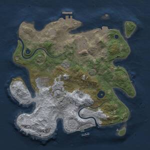 Thumbnail Rust Map: Procedural Map, Size: 3000, Seed: 689777, 9 Monuments