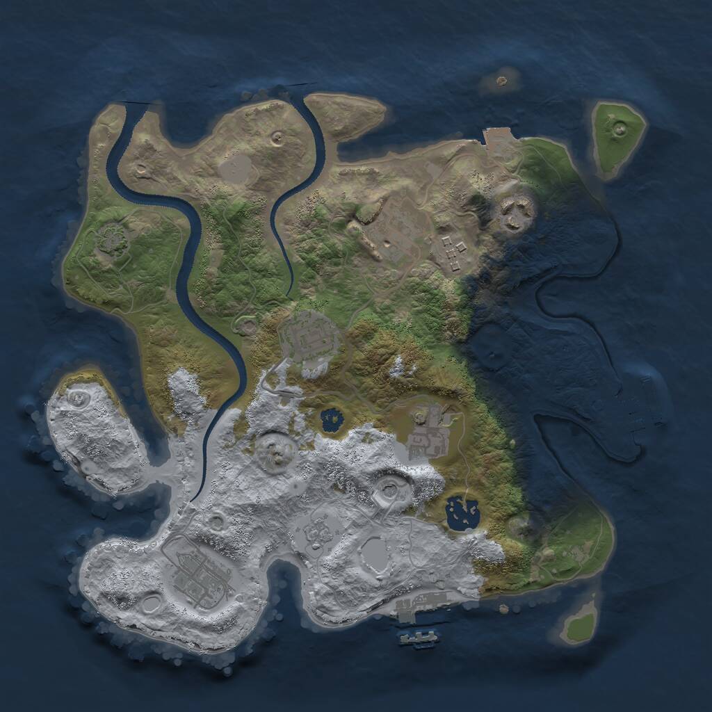 Rust Map: Procedural Map, Size: 3000, Seed: 689777, 13 Monuments