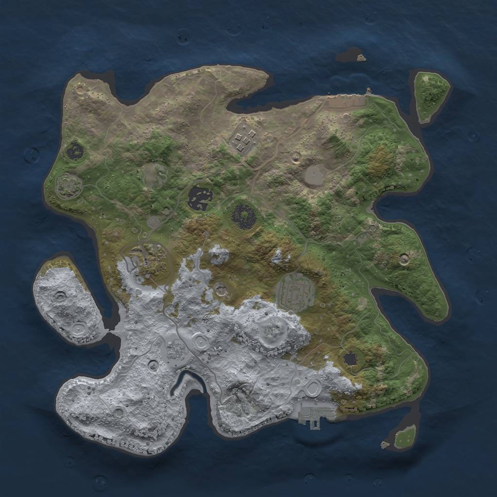 Rust Map: Procedural Map, Size: 3000, Seed: 689777, 12 Monuments