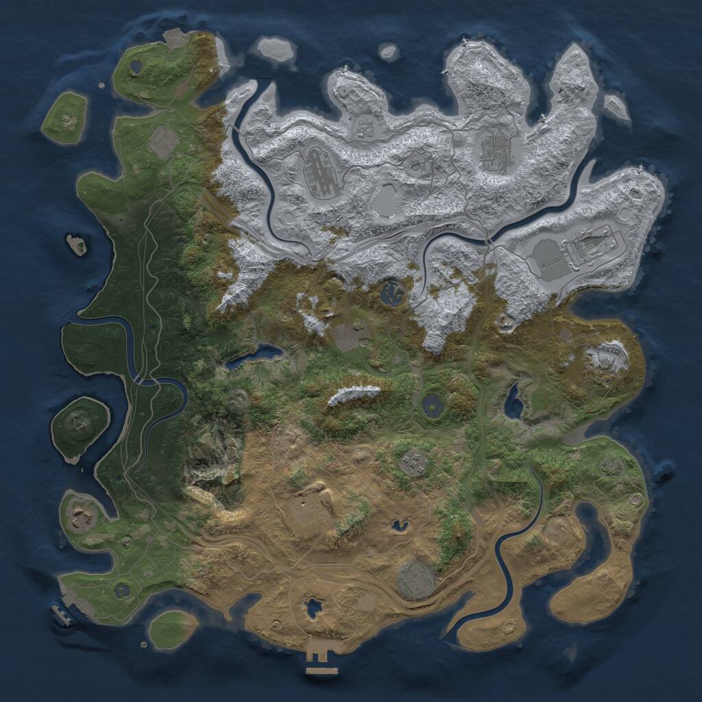 Rust Map: Procedural Map, Size: 4500, Seed: 13825, 18 Monuments