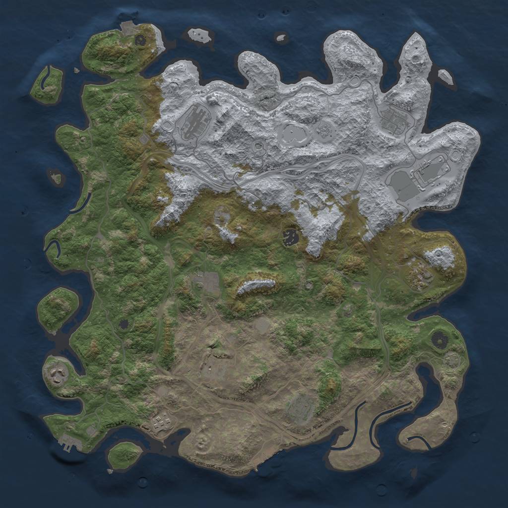 Rust Map: Procedural Map, Size: 4500, Seed: 13825, 18 Monuments