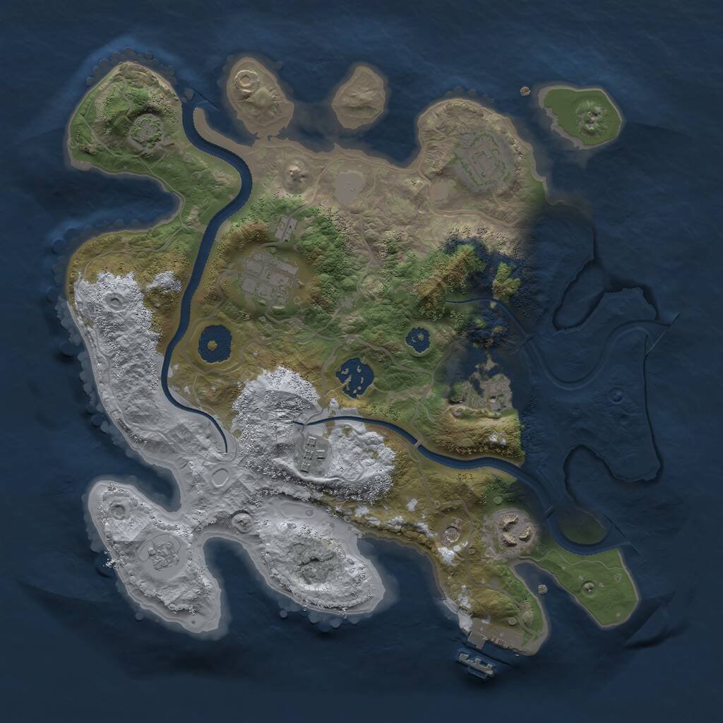 Rust Map: Procedural Map, Size: 3000, Seed: 1070519948, 11 Monuments