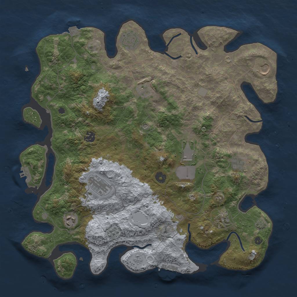 Rust Map: Procedural Map, Size: 4000, Seed: 101004205, 18 Monuments