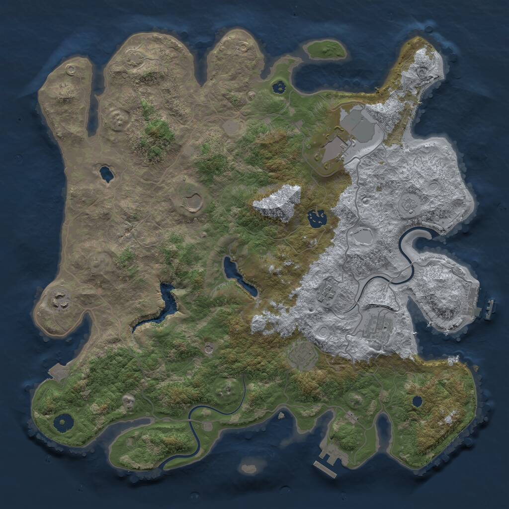 Rust Map: Procedural Map, Size: 4000, Seed: 960233, 13 Monuments