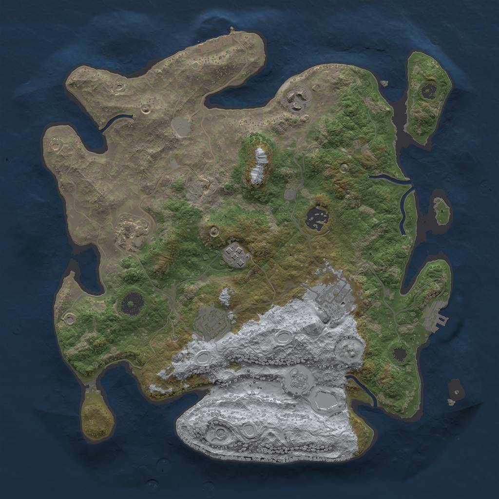 Rust Map: Procedural Map, Size: 3333, Seed: 1283507674, 13 Monuments