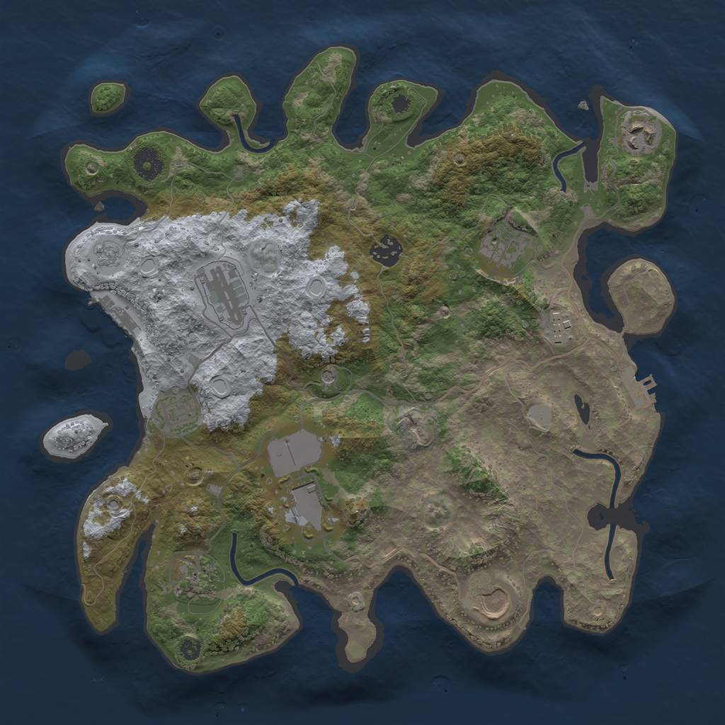 Rust Map: Procedural Map, Size: 3550, Seed: 560134, 16 Monuments