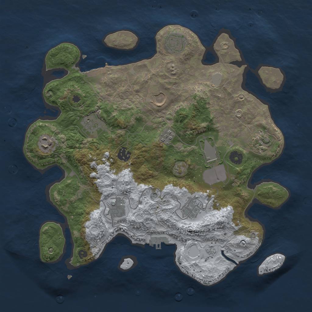 Rust Map: Procedural Map, Size: 3500, Seed: 9842, 19 Monuments