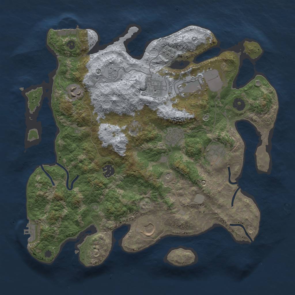 Rust Map: Procedural Map, Size: 3550, Seed: 496475, 15 Monuments