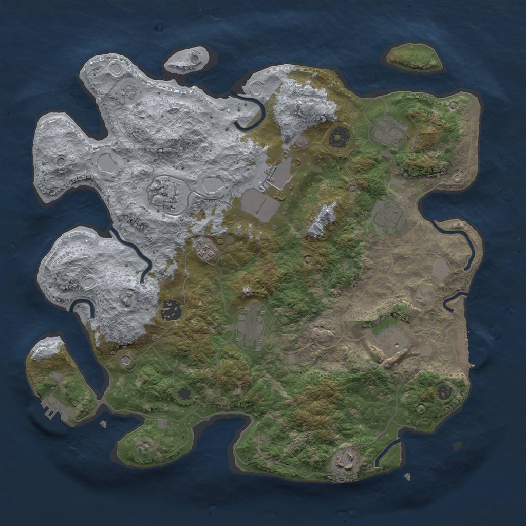 Rust Map: Procedural Map, Size: 3700, Seed: 845457764, 16 Monuments