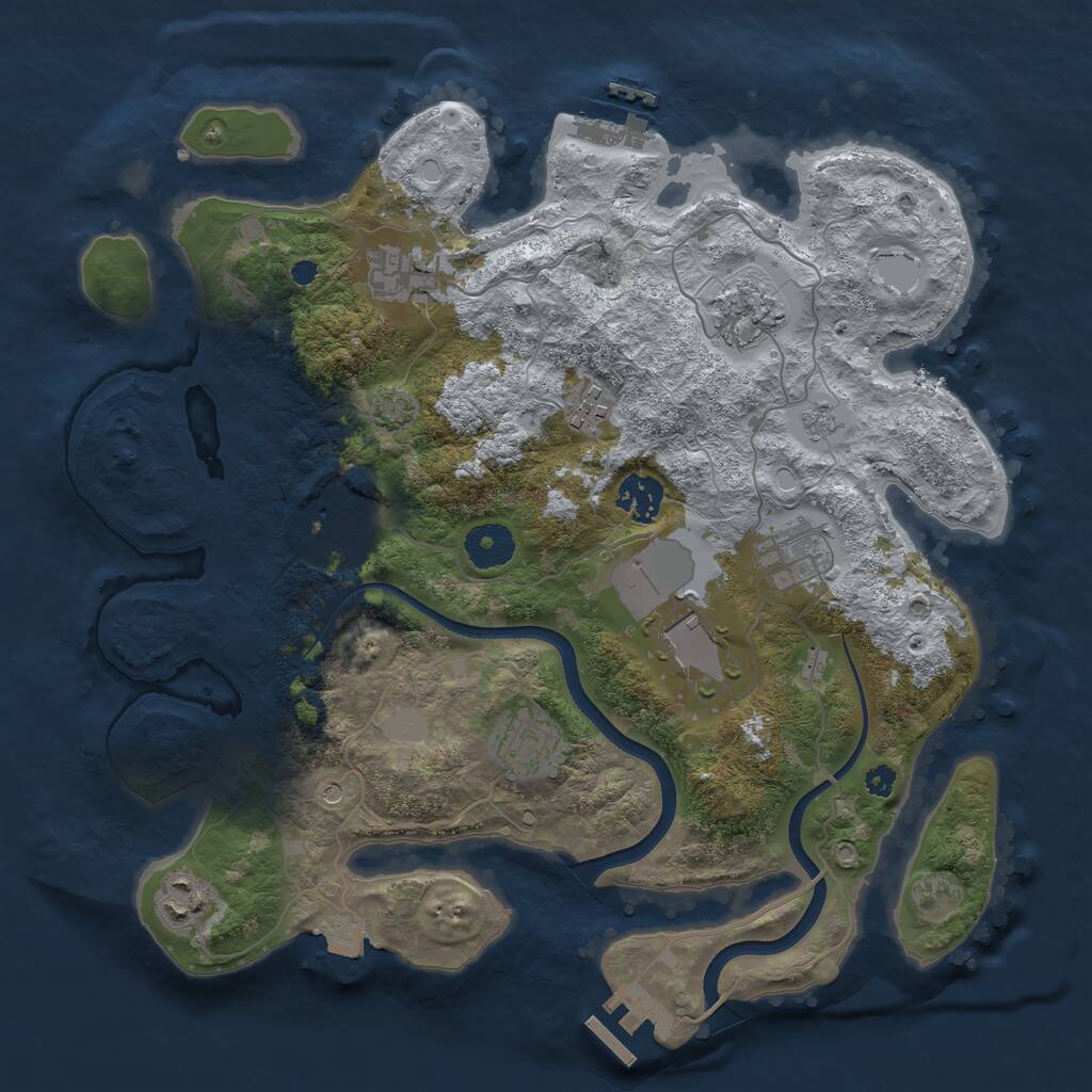 Rust Map: Procedural Map, Size: 3500, Seed: 98440855, 15 Monuments