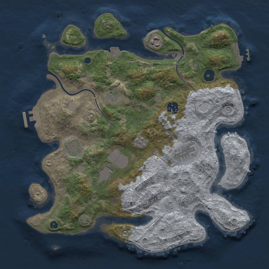 Rust Map: Procedural Map, Size: 3500, Seed: 113082871, 13 Monuments