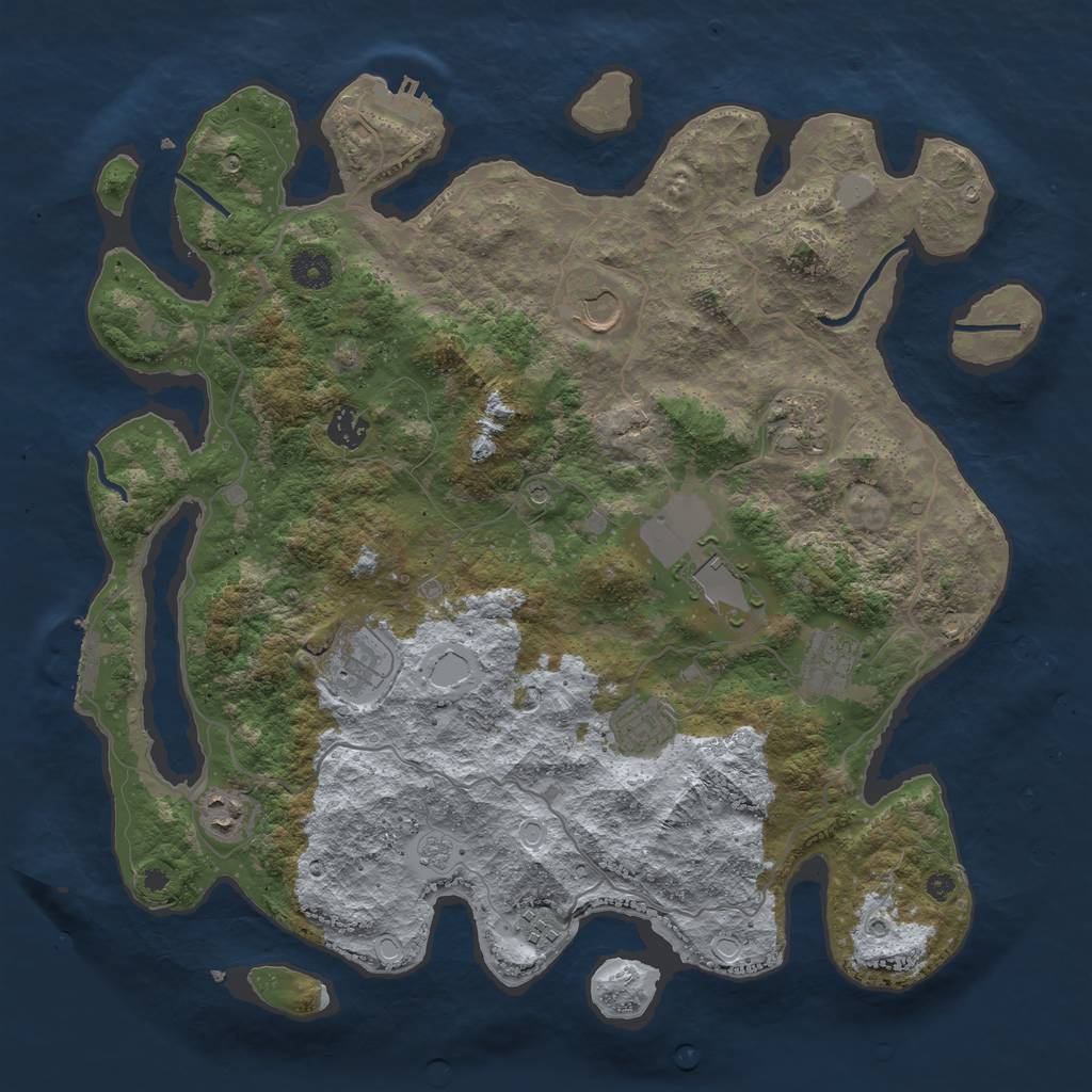 Rust Map: Procedural Map, Size: 4000, Seed: 1555227328, 16 Monuments