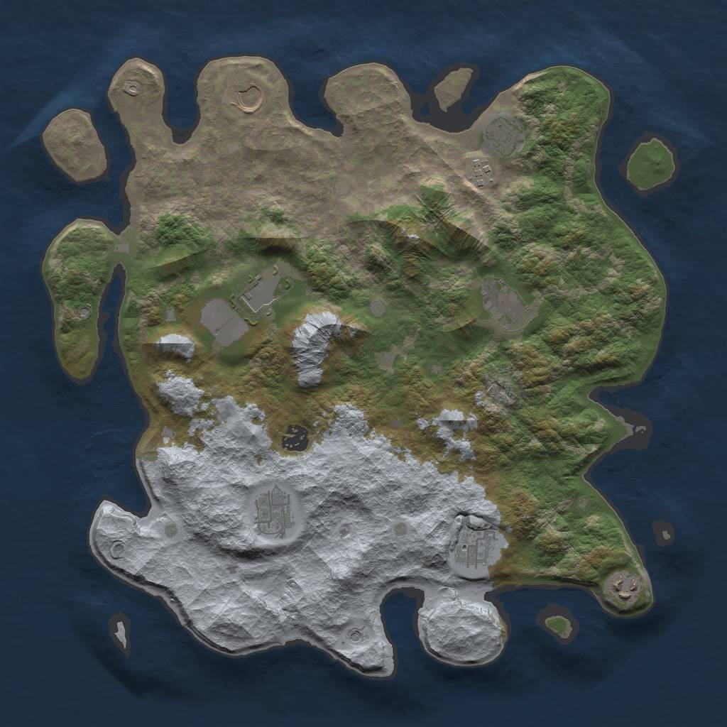 Rust Map: Barren, Size: 4000, Seed: 6738, 12 Monuments
