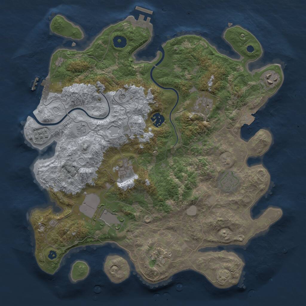 Rust Map: Procedural Map, Size: 3500, Seed: 4568546, 14 Monuments