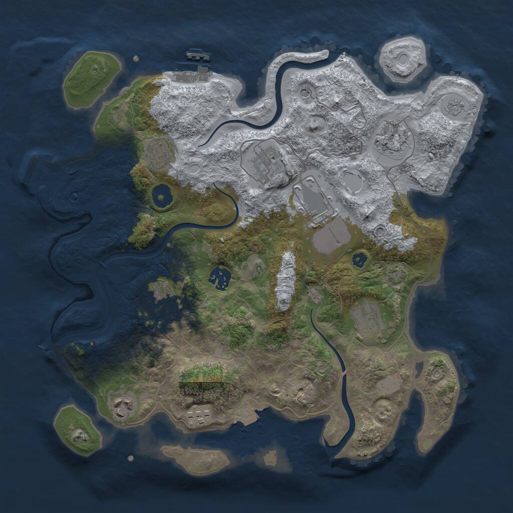 Rust Map: Procedural Map, Size: 3500, Seed: 3819, 15 Monuments
