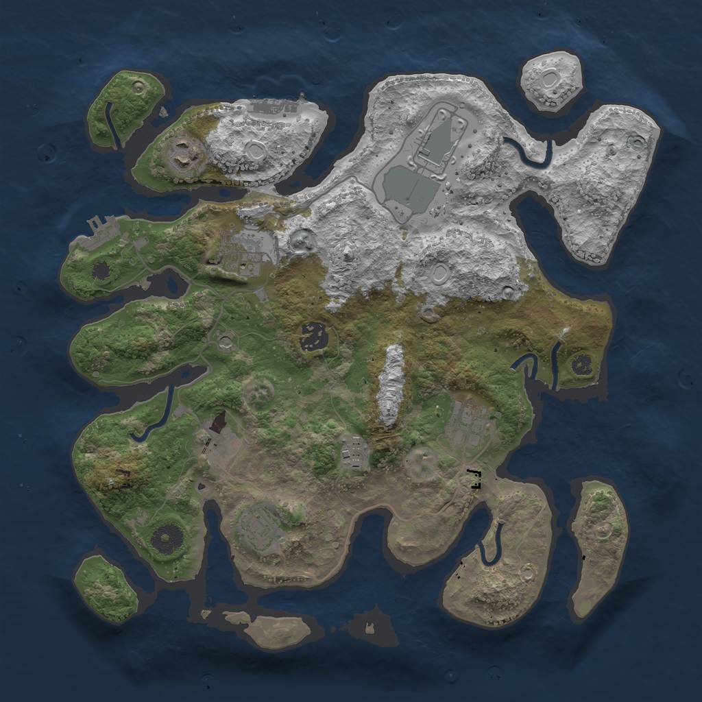 Rust Map: Procedural Map, Size: 3500, Seed: 3819, 16 Monuments