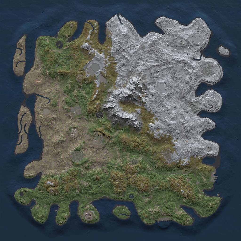 Rust Map: Procedural Map, Size: 5000, Seed: 215663, 19 Monuments