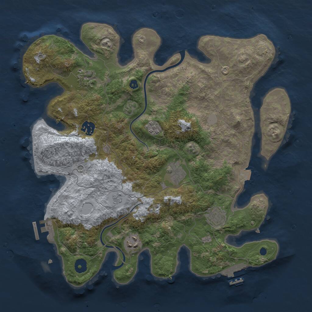 Rust Map: Procedural Map, Size: 3450, Seed: 76, 12 Monuments