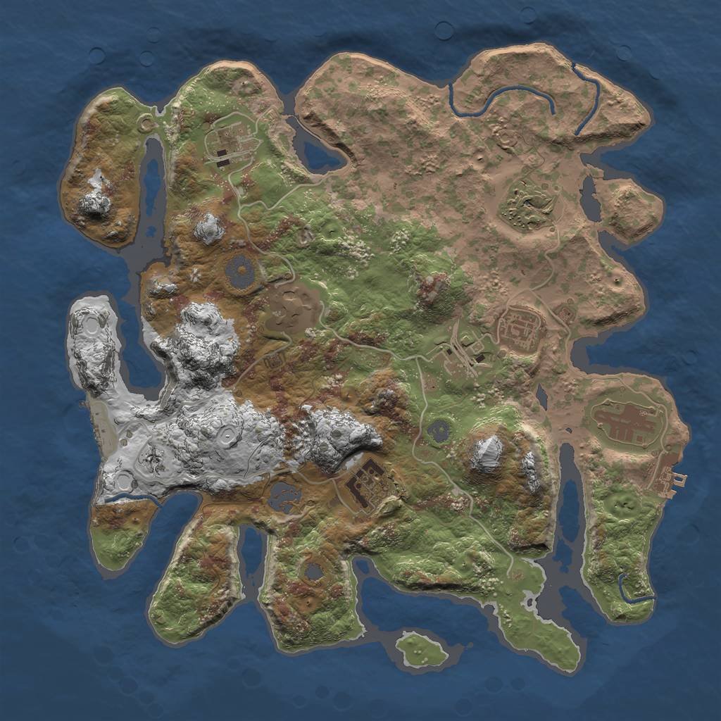 Rust Map: Procedural Map, Size: 3450, Seed: 76, 14 Monuments