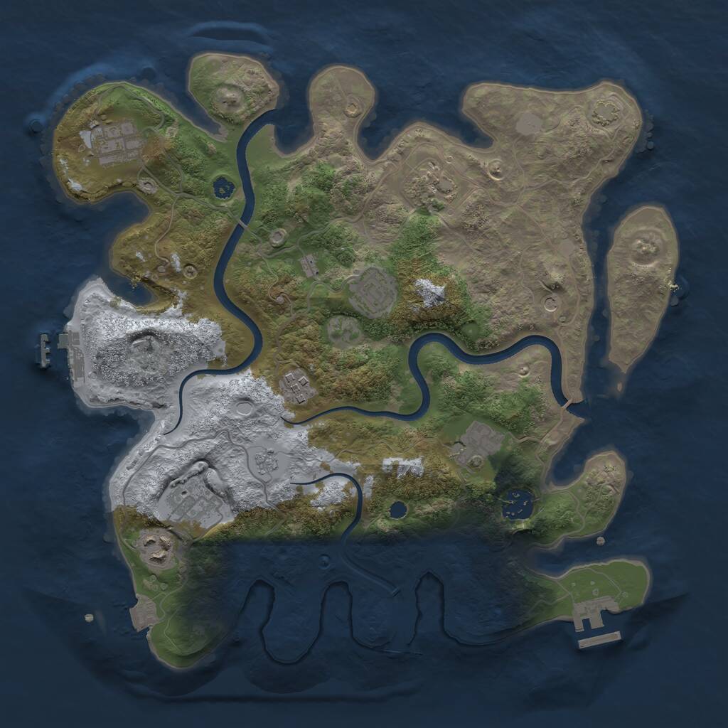 Rust Map: Procedural Map, Size: 3450, Seed: 76, 14 Monuments