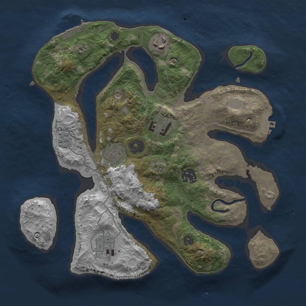 Rust Map: Procedural Map, Size: 3000, Seed: 875496321, 14 Monuments