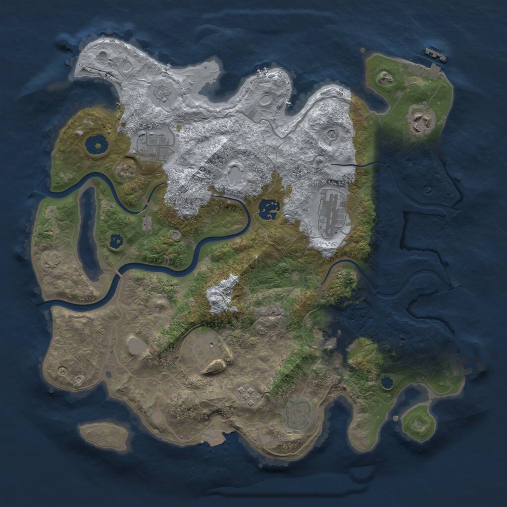 Rust Map: Procedural Map, Size: 3550, Seed: 345744, 14 Monuments