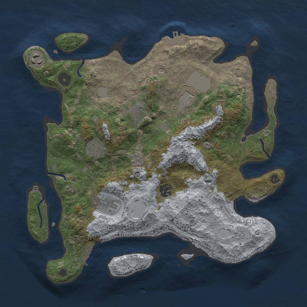 Rust Map: Procedural Map, Size: 3550, Seed: 395129, 15 Monuments