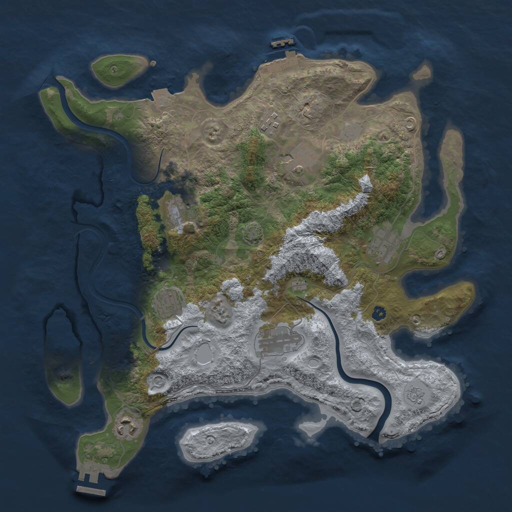 Rust Map: Procedural Map, Size: 3550, Seed: 395129, 13 Monuments