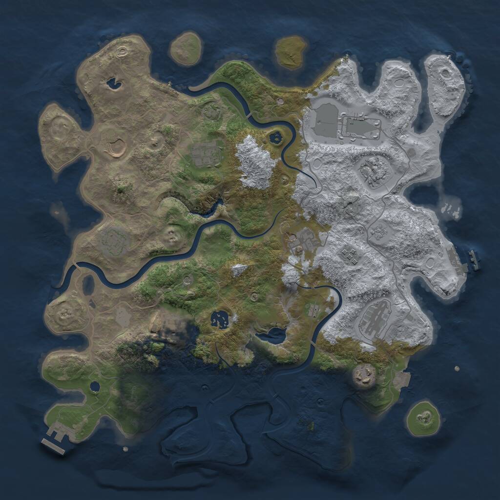 Rust Map: Procedural Map, Size: 4000, Seed: 622399, 17 Monuments