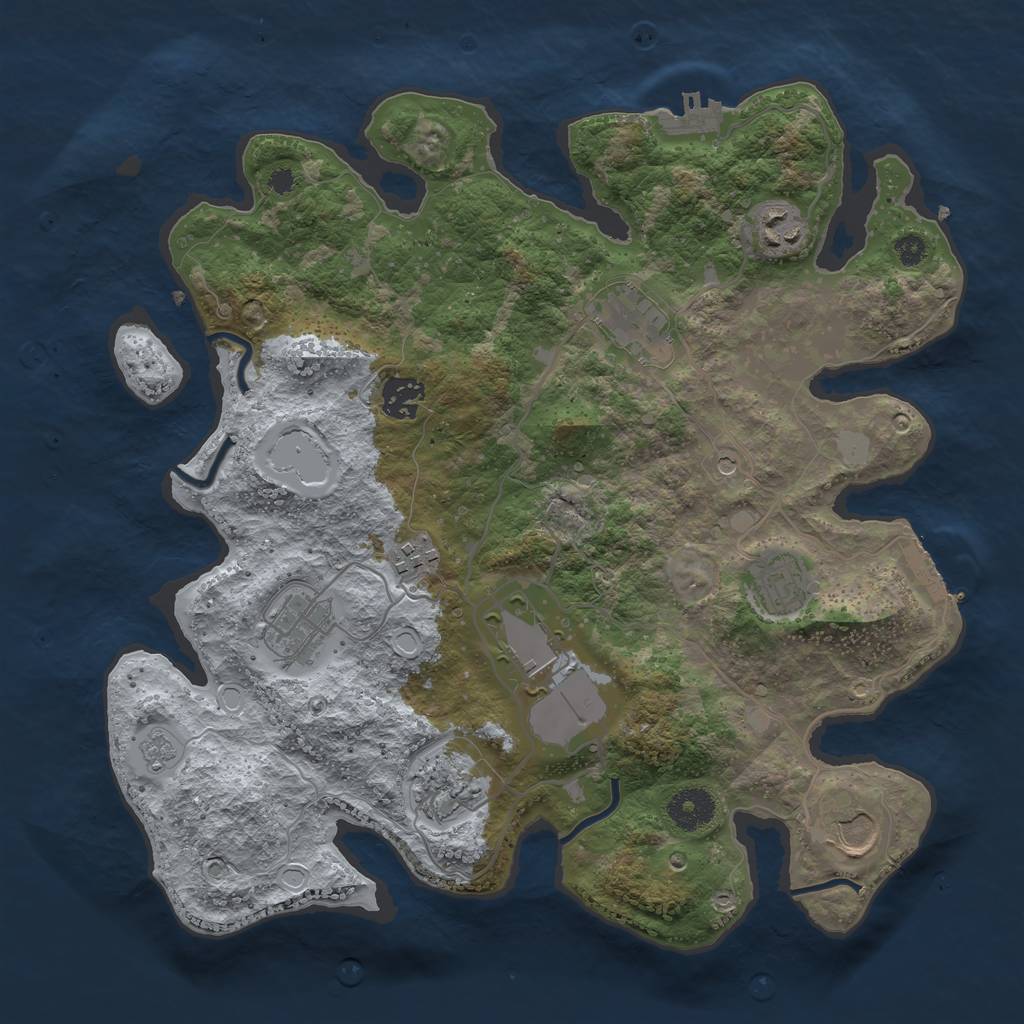 Rust Map: Procedural Map, Size: 3500, Seed: 1595846251, 16 Monuments