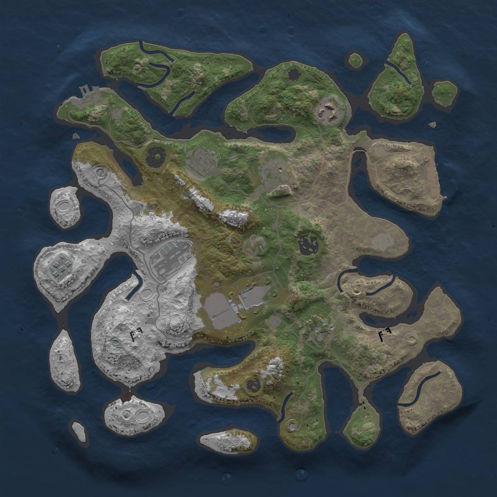 Rust Map: Procedural Map, Size: 3550, Seed: 132641, 16 Monuments