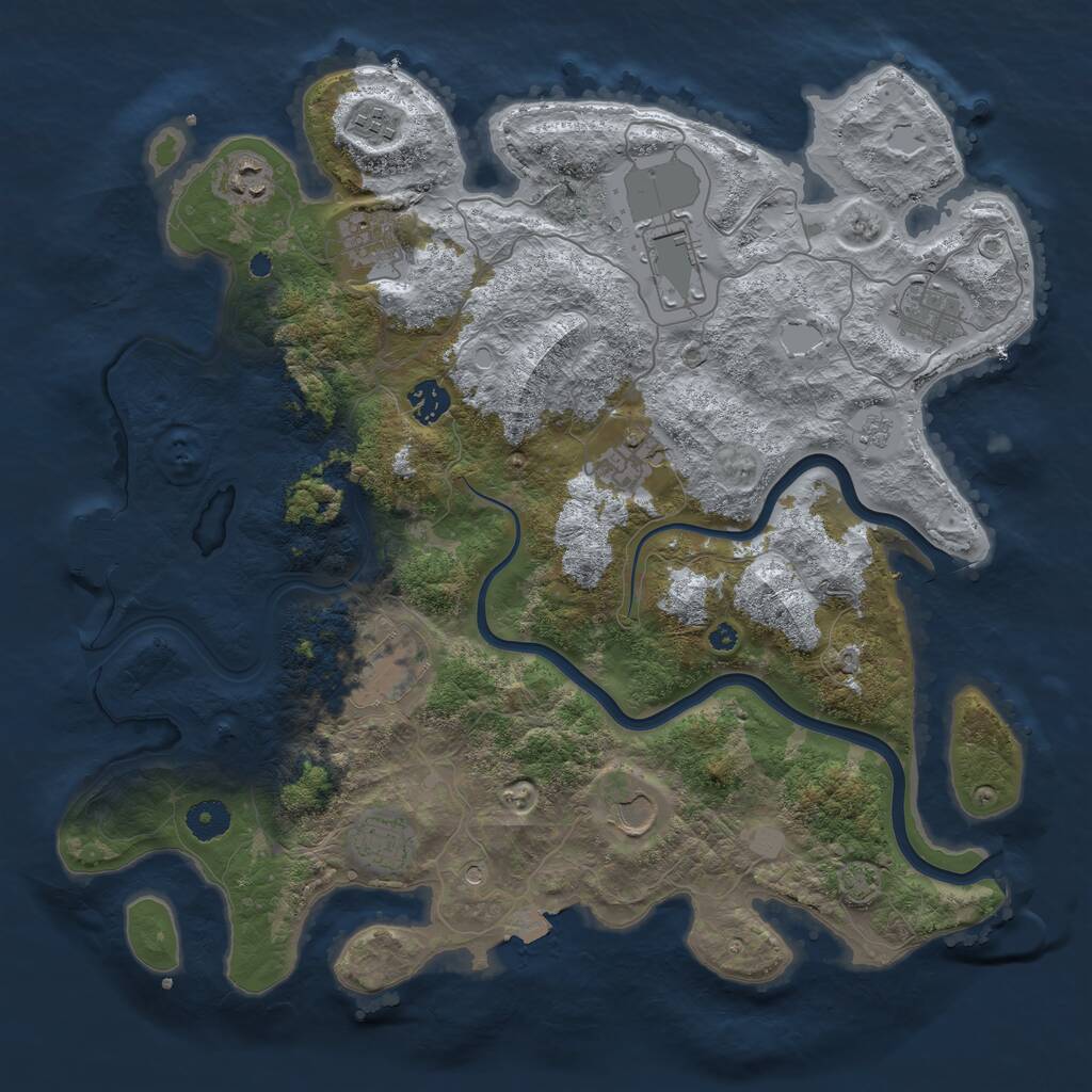 Rust Map: Procedural Map, Size: 3950, Seed: 705206891, 15 Monuments