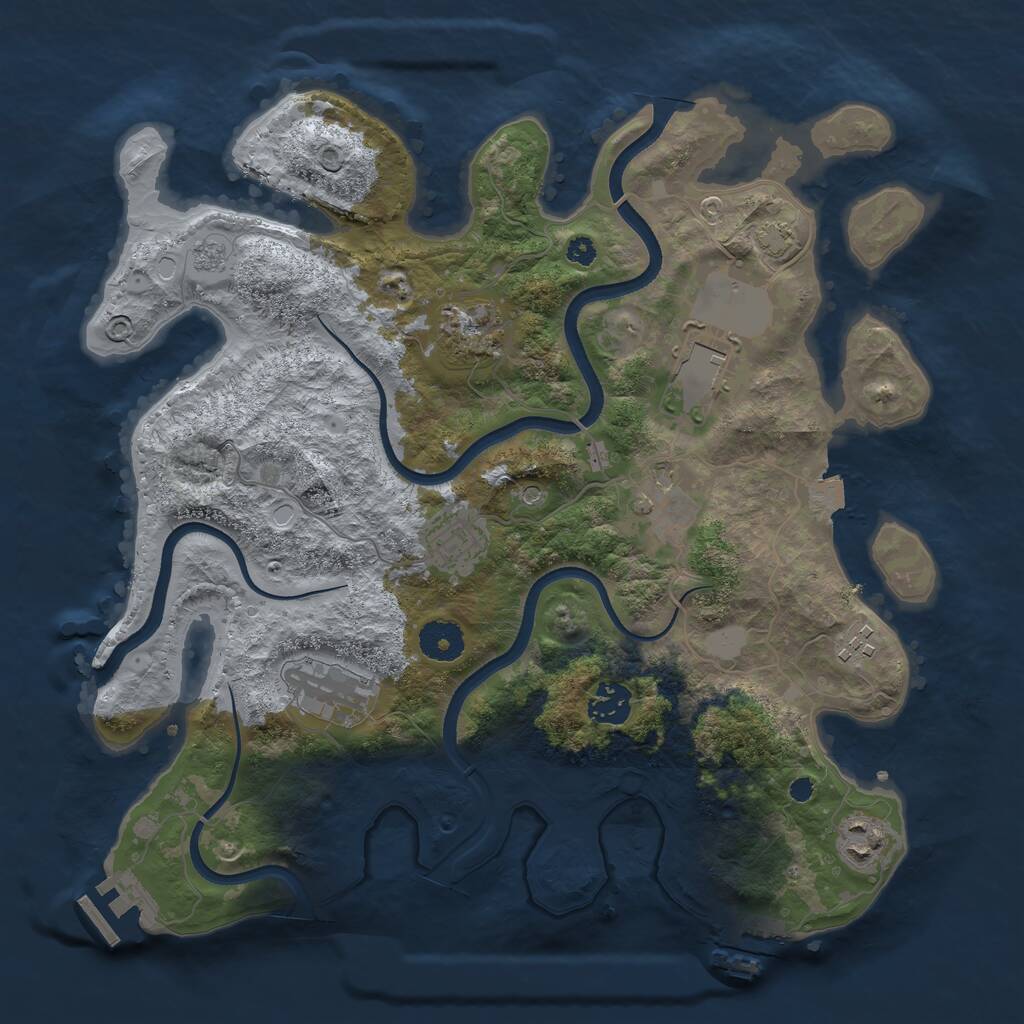 Rust Map: Procedural Map, Size: 3550, Seed: 763096, 14 Monuments