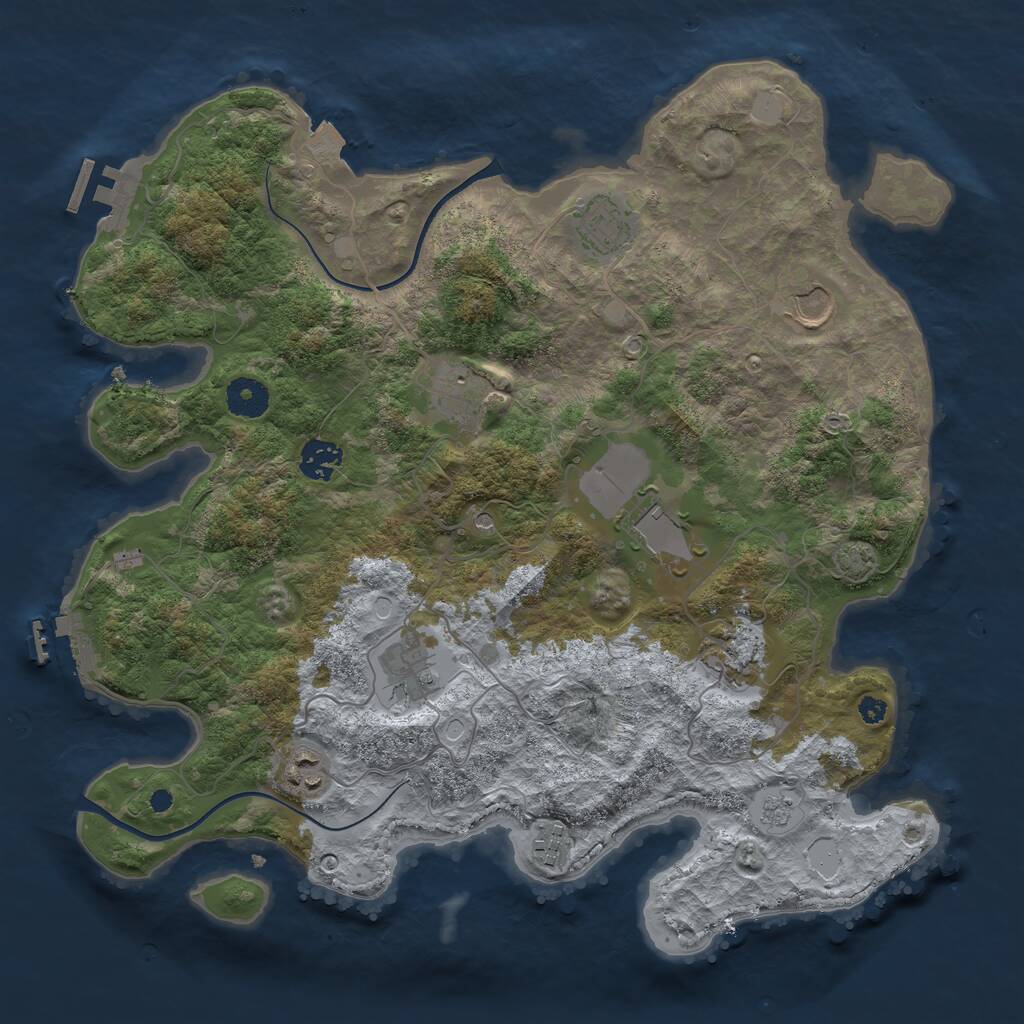 Rust Map: Procedural Map, Size: 3700, Seed: 1073527322, 15 Monuments