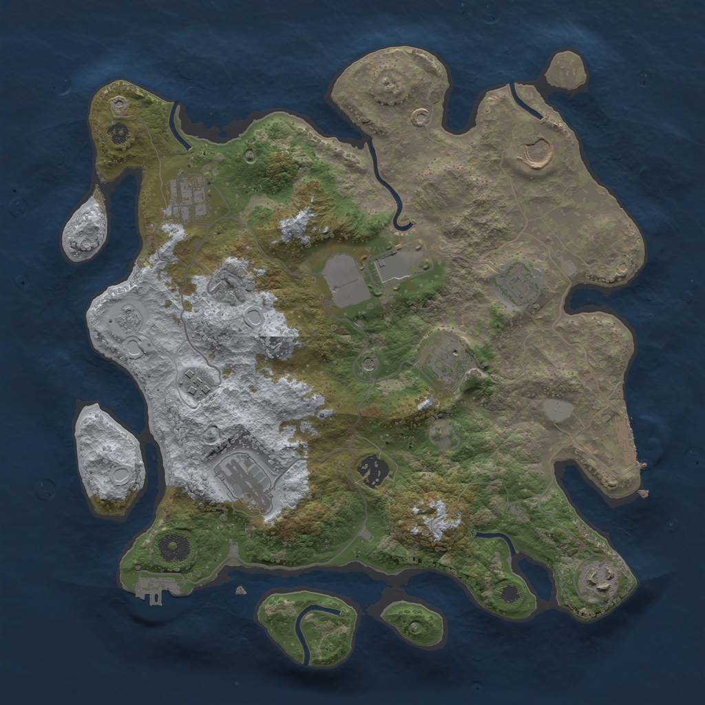 Rust Map: Procedural Map, Size: 3500, Seed: 420691337, 16 Monuments