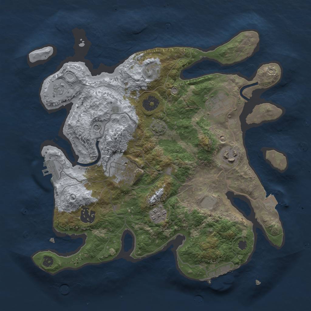 Rust Map: Procedural Map, Size: 3000, Seed: 612351, 13 Monuments