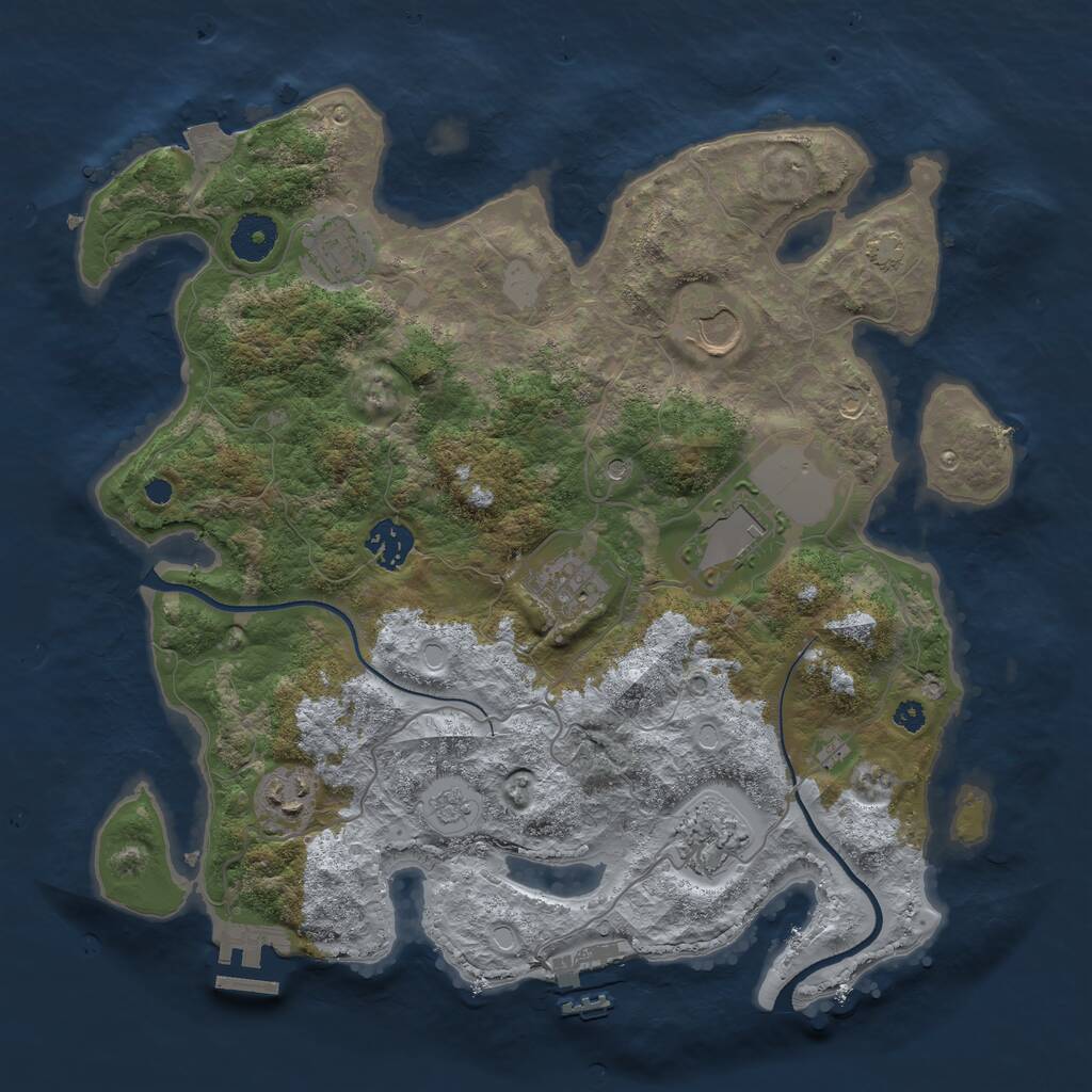 Rust Map: Procedural Map, Size: 3500, Seed: 936429099, 13 Monuments