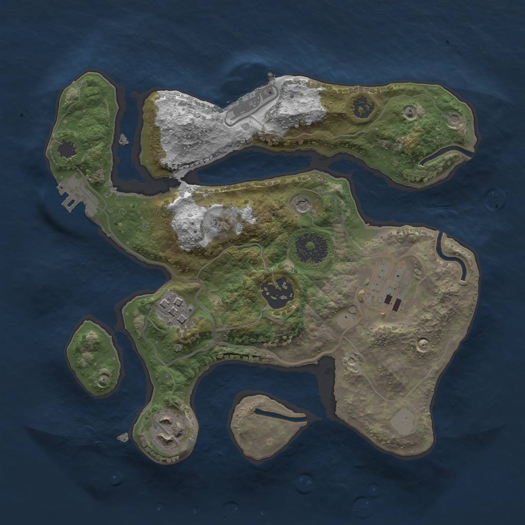Rust Map: Procedural Map, Size: 2500, Seed: 123456789, 12 Monuments
