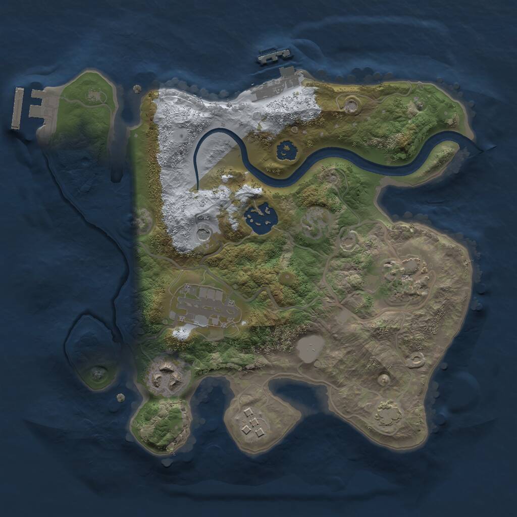 Rust Map: Procedural Map, Size: 2500, Seed: 123456789, 10 Monuments