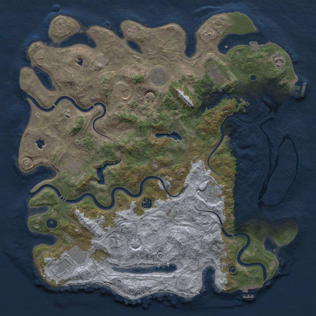 Rust Map: Procedural Map, Size: 4500, Seed: 15646, 16 Monuments