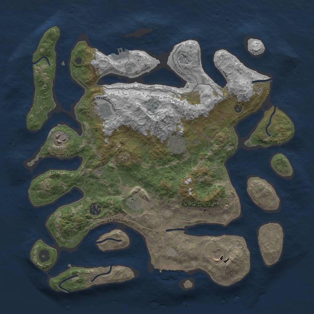 Rust Map: Procedural Map, Size: 4000, Seed: 128954, 15 Monuments