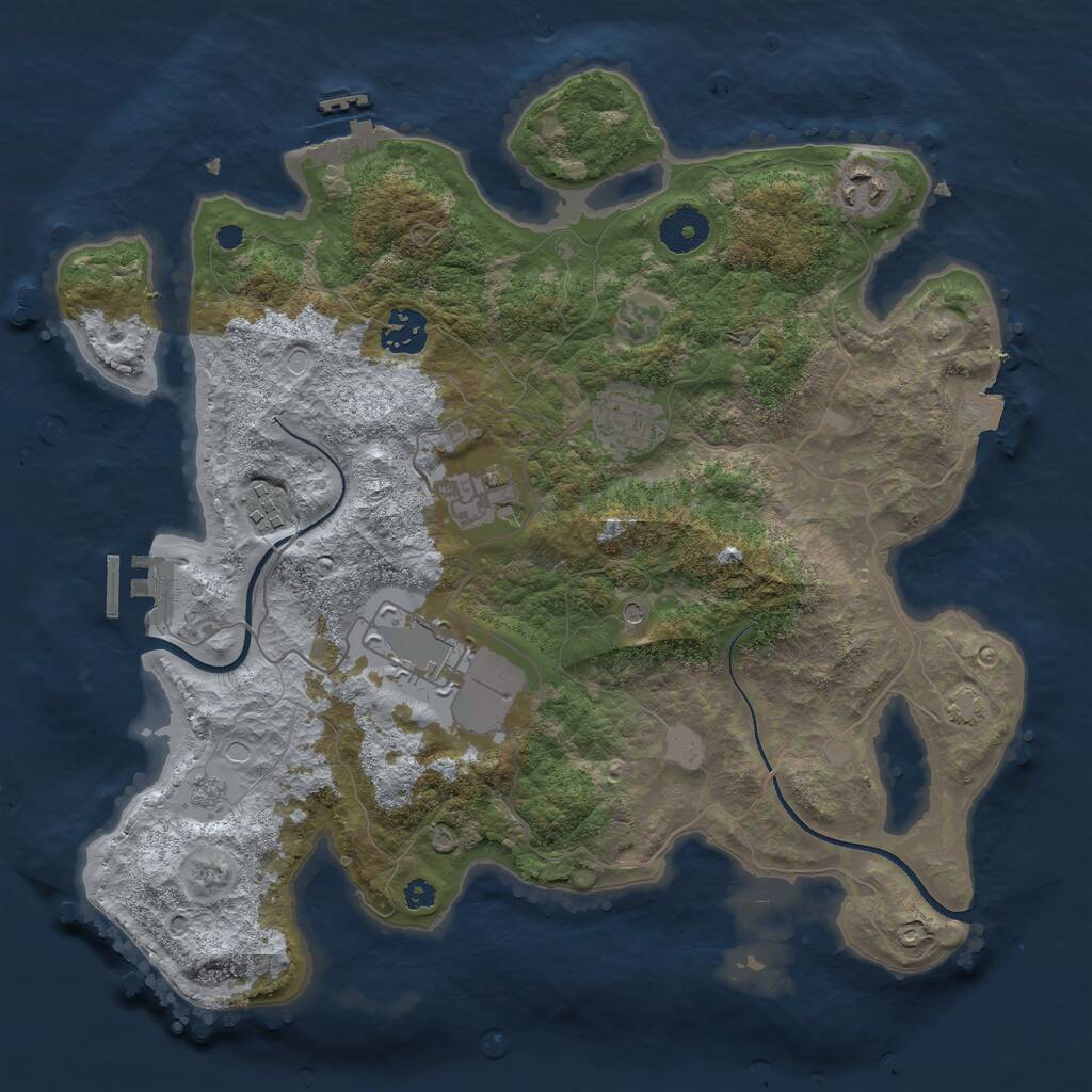 Rust Map: Procedural Map, Size: 3500, Seed: 1000, 12 Monuments