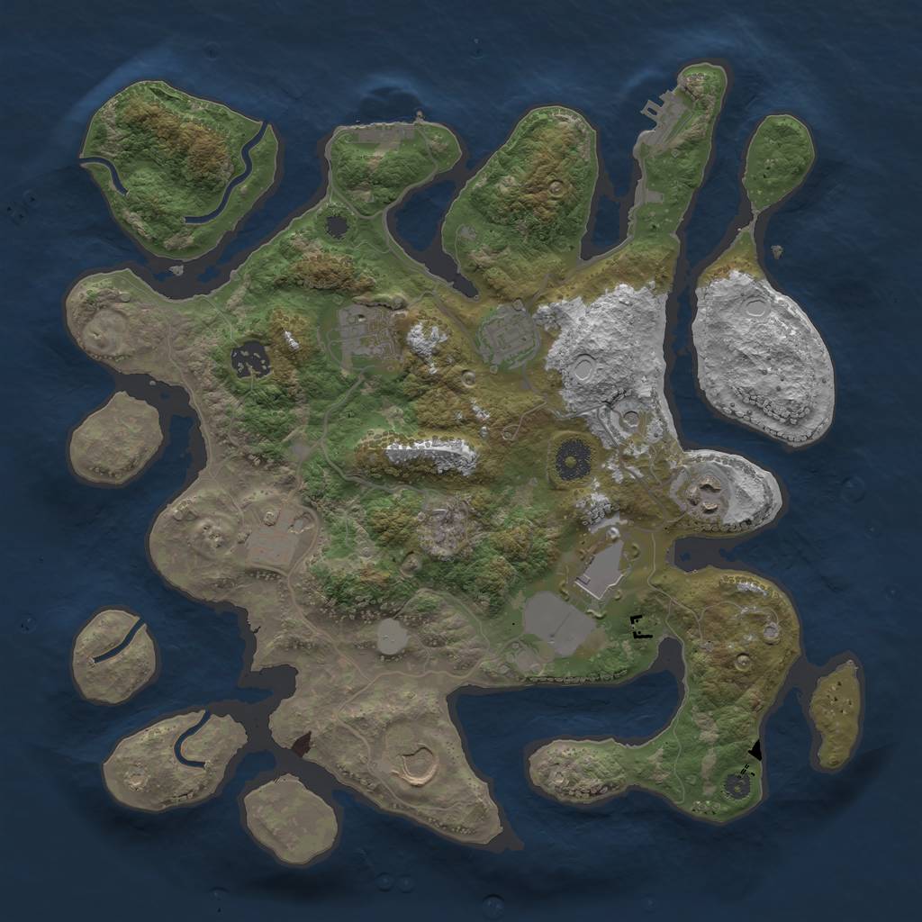 Rust Map: Procedural Map, Size: 3550, Seed: 374229, 15 Monuments