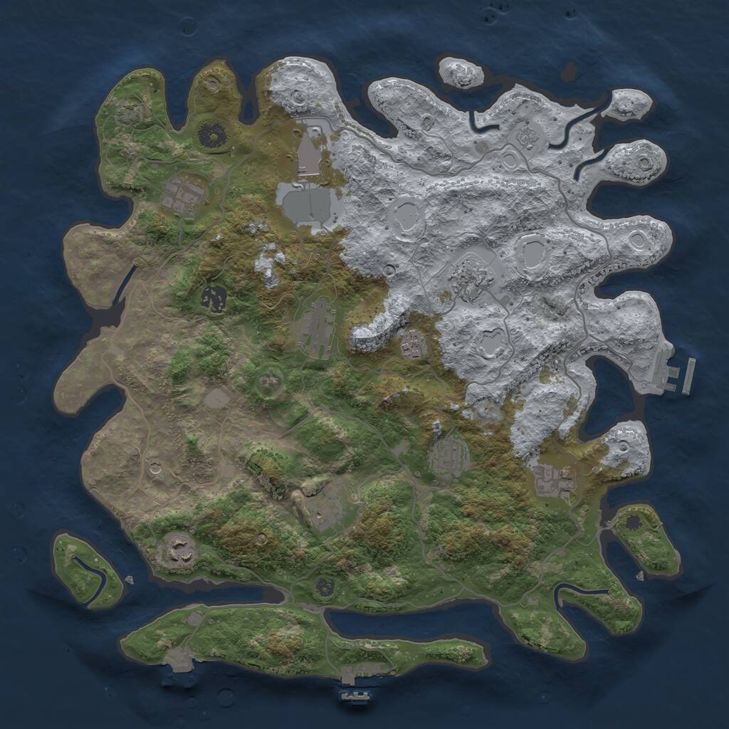 Rust Map: Procedural Map, Size: 4000, Seed: 100742357, 16 Monuments