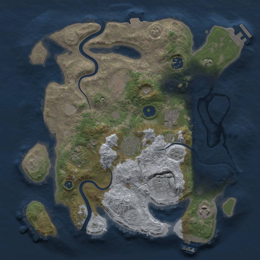 Rust Map: Procedural Map, Size: 3250, Seed: 13696858, 14 Monuments