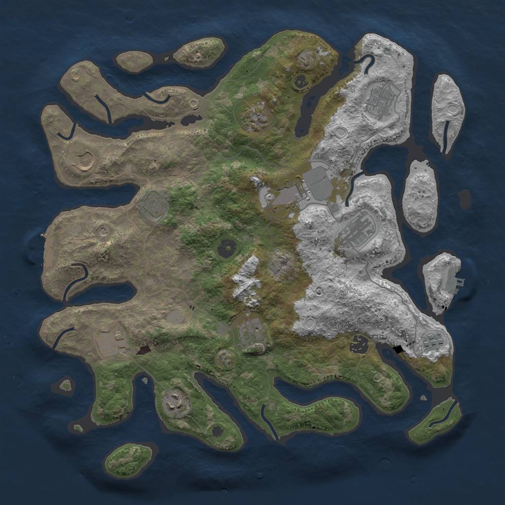 Rust Map: Procedural Map, Size: 3999, Seed: 675336119, 19 Monuments