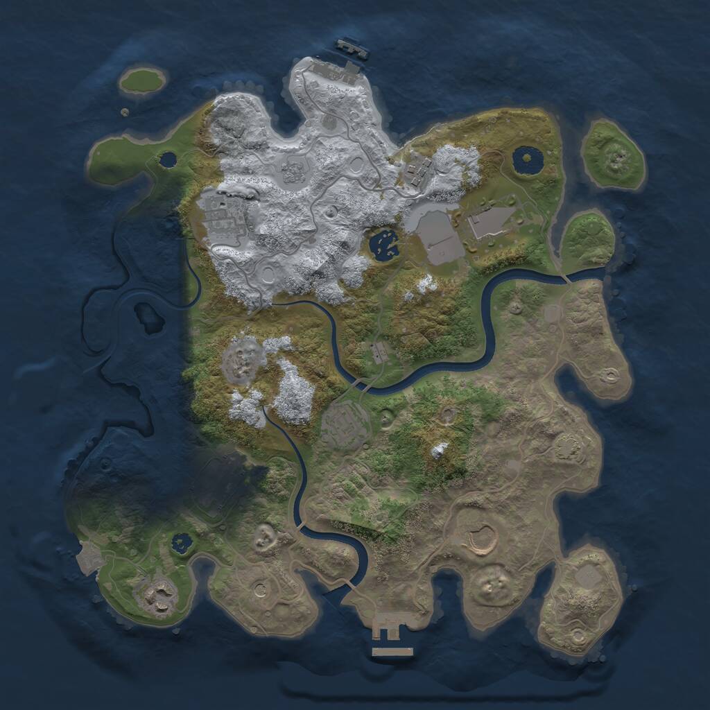 Rust Map: Procedural Map, Size: 3500, Seed: 3536786, 14 Monuments