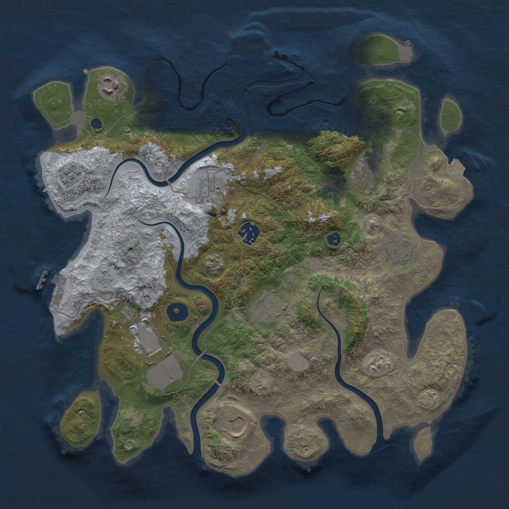 Rust Map: Procedural Map, Size: 3750, Seed: 870924, 15 Monuments